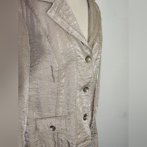 Tribal Blazer Shimmering Lightweight Jacket Champagne Size 10 - Picture 5 of 17